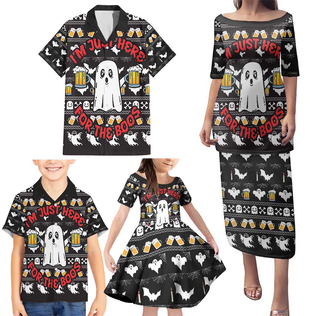 Christmas Boo Beer Family Matching Puletasi and Hawaiian Shirt I'm Just Here For The Boos - Wonder Print Shop