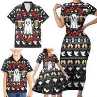 Christmas Boo Beer Family Matching Short Sleeve Bodycon Dress and Hawaiian Shirt I'm Just Here For The Boos - Wonder Print Shop