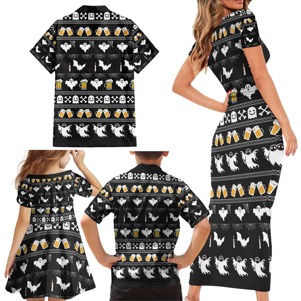 Christmas Boo Beer Family Matching Short Sleeve Bodycon Dress and Hawaiian Shirt I'm Just Here For The Boos - Wonder Print Shop