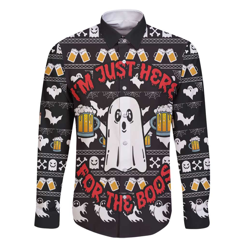 Christmas Boo Beer Family Matching Short Sleeve Bodycon Dress and Hawaiian Shirt I'm Just Here For The Boos - Wonder Print Shop