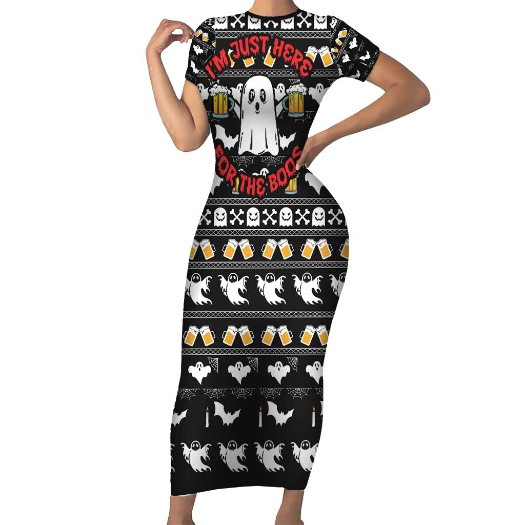 Christmas Boo Beer Family Matching Short Sleeve Bodycon Dress and Hawaiian Shirt I'm Just Here For The Boos - Wonder Print Shop