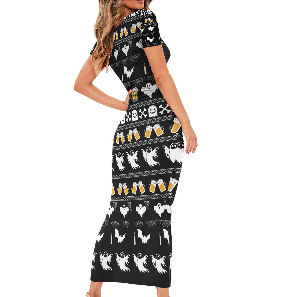 Christmas Boo Beer Family Matching Short Sleeve Bodycon Dress and Hawaiian Shirt I'm Just Here For The Boos - Wonder Print Shop