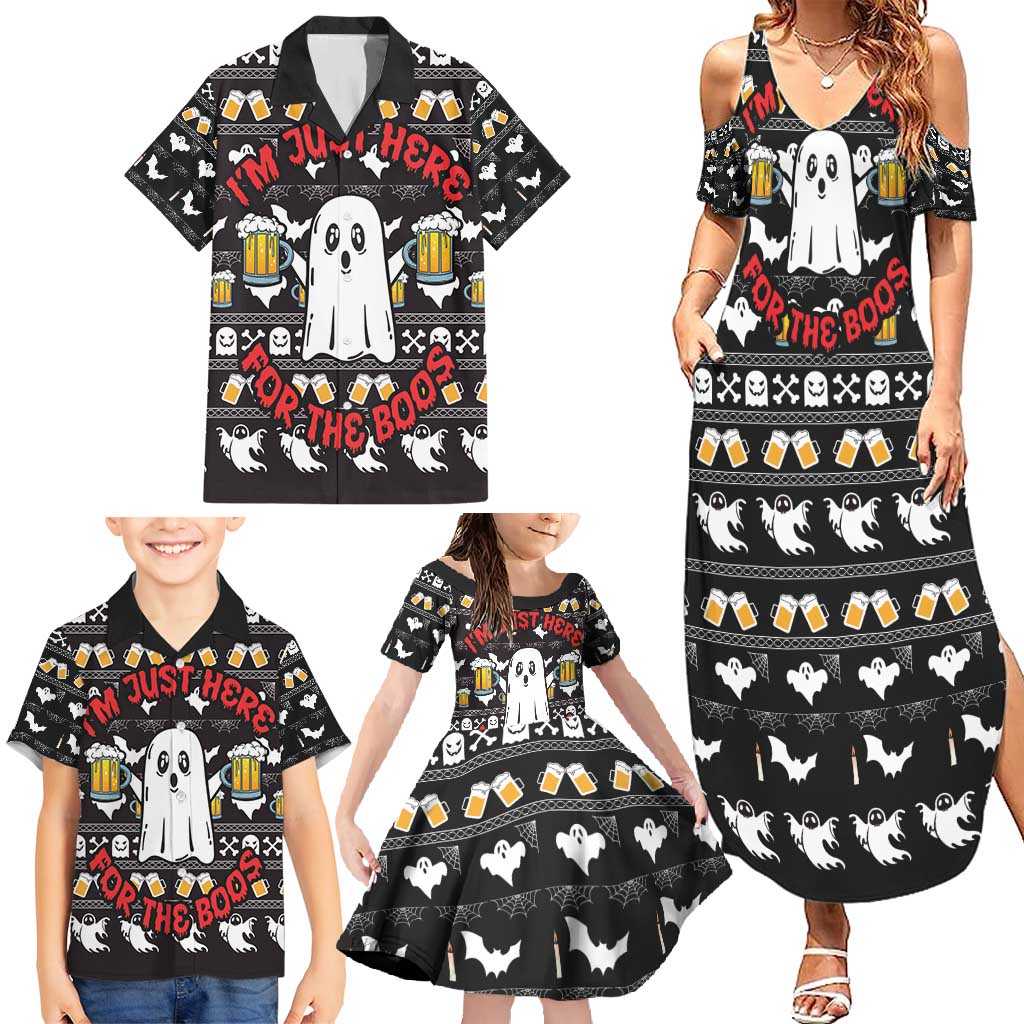 Christmas Boo Beer Family Matching Summer Maxi Dress and Hawaiian Shirt I'm Just Here For The Boos - Wonder Print Shop