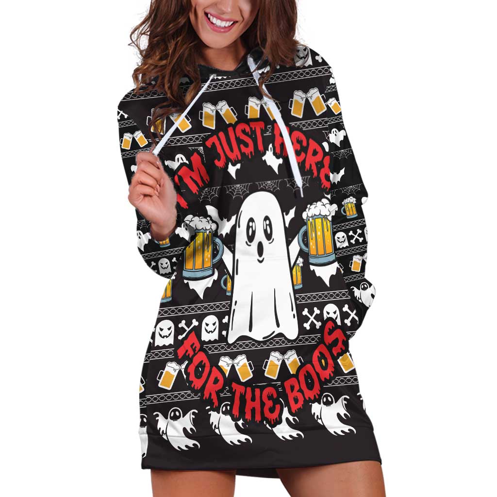 Christmas Boo Beer Hoodie Dress I'm Just Here For The Boos - Wonder Print Shop