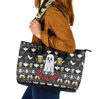 Christmas Boo Beer Leather Tote Bag I'm Just Here For The Boos - Wonder Print Shop