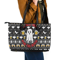Christmas Boo Beer Leather Tote Bag I'm Just Here For The Boos - Wonder Print Shop