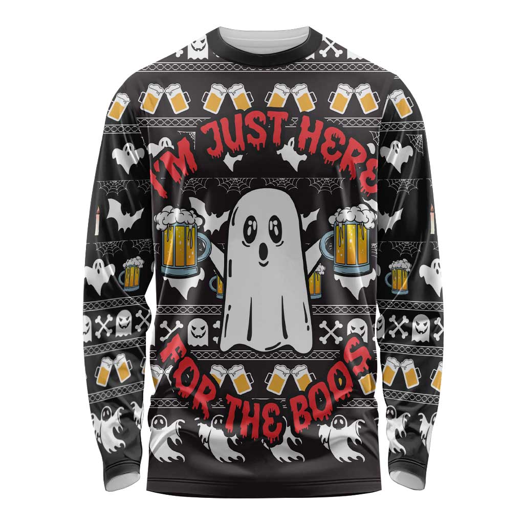 Christmas Boo Beer Long Sleeve Shirt I'm Just Here For The Boos - Wonder Print Shop