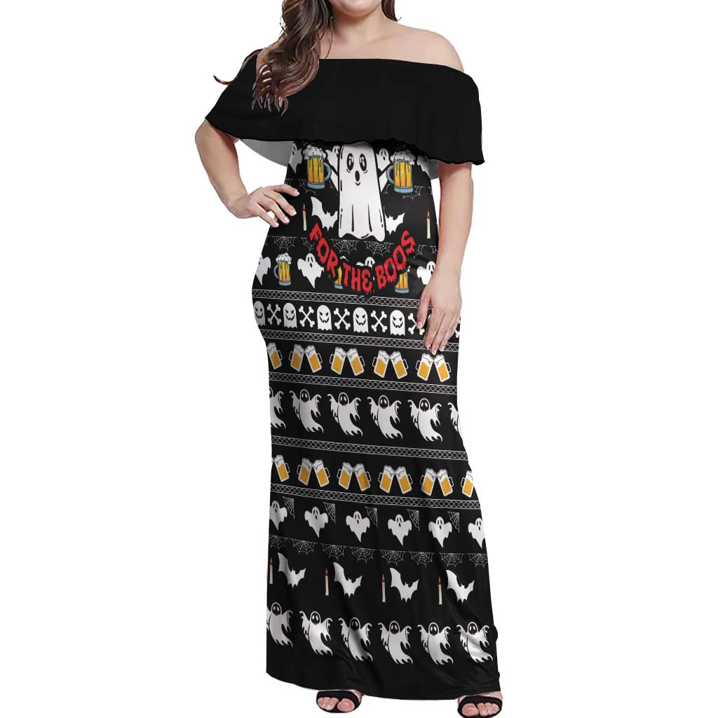 Christmas Boo Beer Off Shoulder Maxi Dress I'm Just Here For The Boos - Wonder Print Shop
