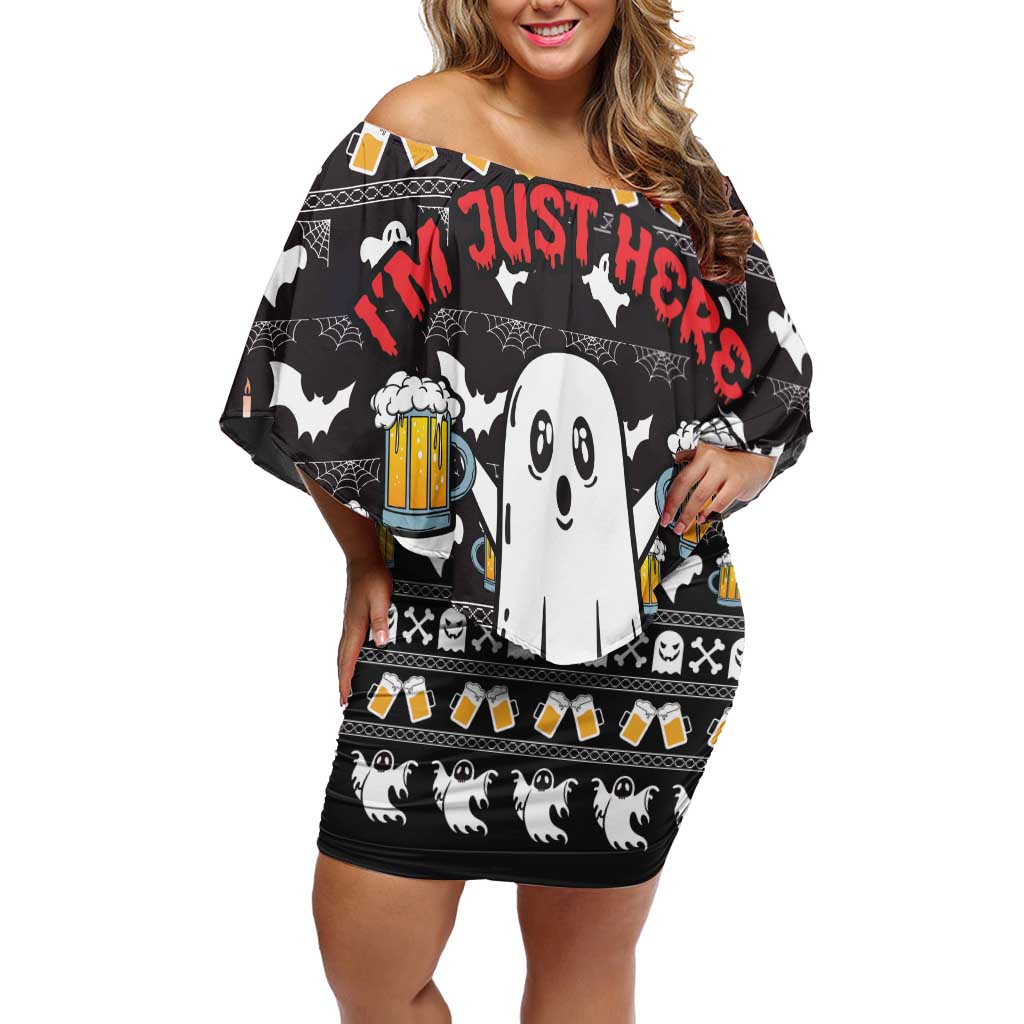 Christmas Boo Beer Off Shoulder Short Dress I'm Just Here For The Boos - Wonder Print Shop