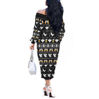 Christmas Boo Beer Off The Shoulder Long Sleeve Dress I'm Just Here For The Boos - Wonder Print Shop
