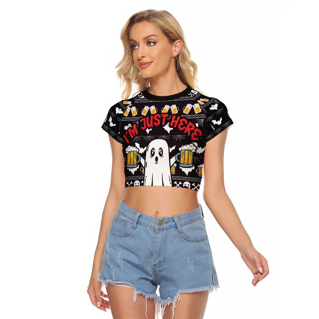 Christmas Boo Beer Raglan Cropped T Shirt I'm Just Here For The Boos - Wonder Print Shop
