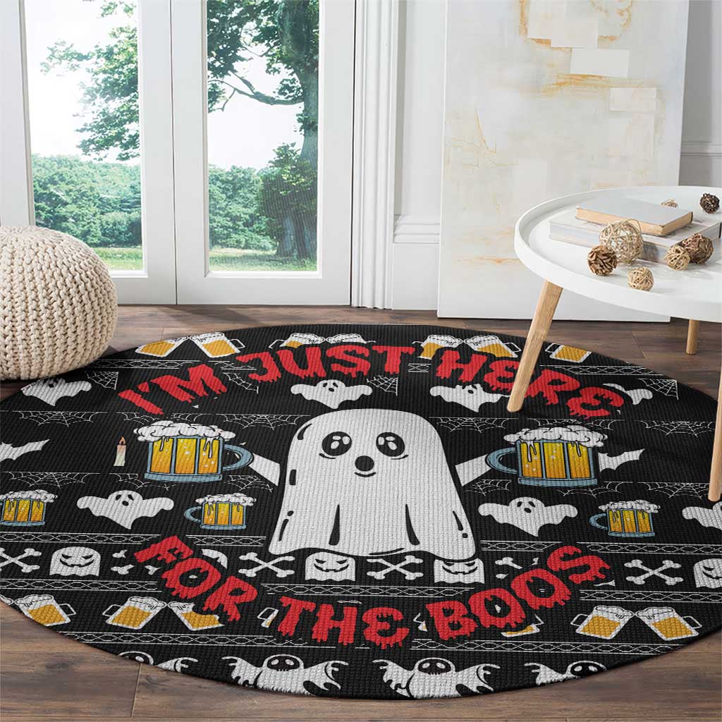 Christmas Boo Beer Round Carpet I'm Just Here For The Boss