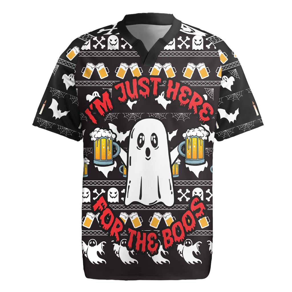 Christmas Boo Beer Rugby Jersey I'm Just Here For The Boos - Wonder Print Shop