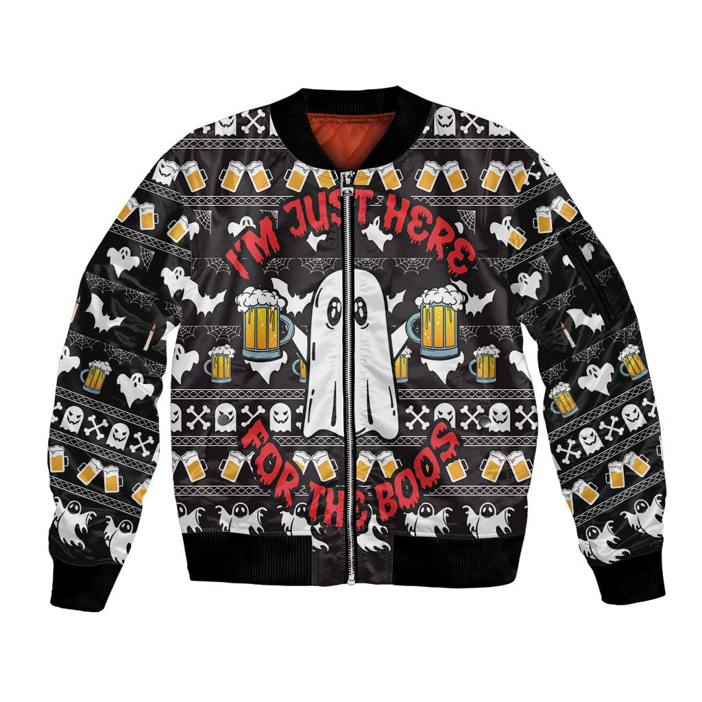 Christmas Boo Beer Sleeve Zip Bomber Jacket I'm Just Here For The Boos - Wonder Print Shop