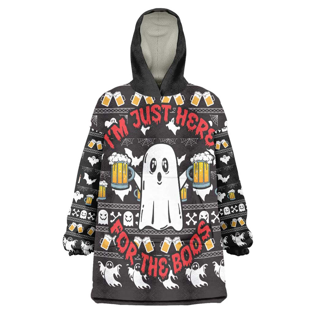 Christmas Boo Beer Wearable Blanket Hoodie I'm Just Here For The Boos - Wonder Print Shop