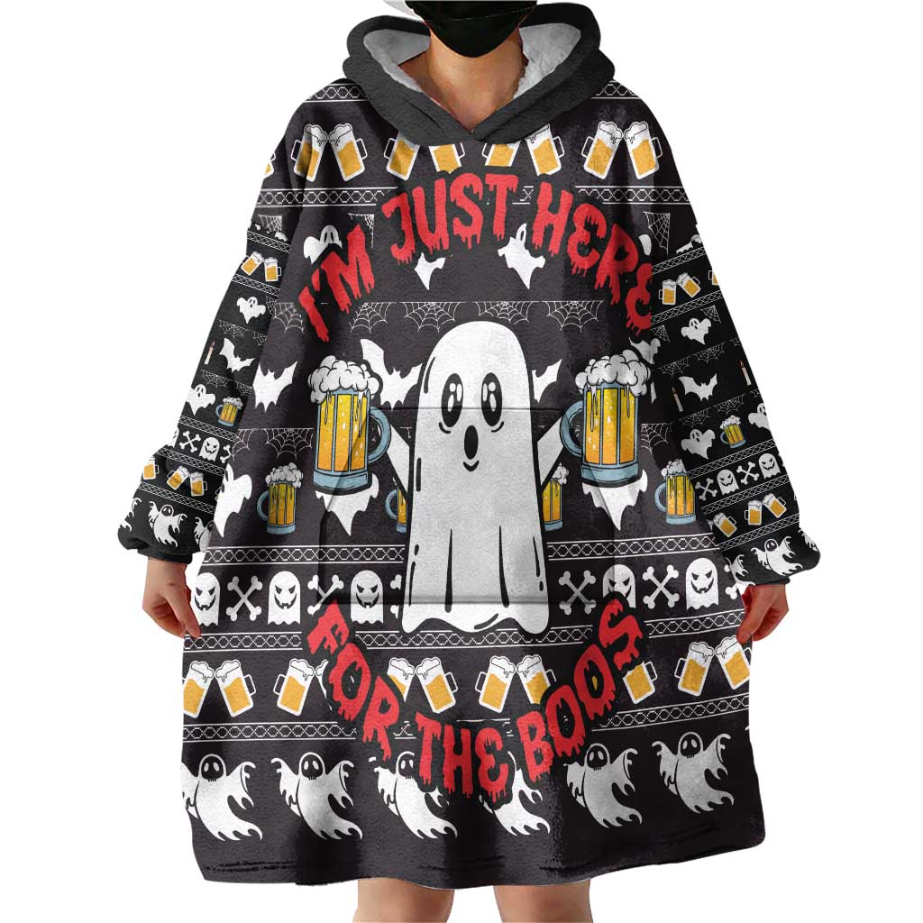 Christmas Boo Beer Wearable Blanket Hoodie I'm Just Here For The Boos - Wonder Print Shop