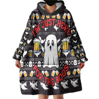 Christmas Boo Beer Wearable Blanket Hoodie I'm Just Here For The Boos - Wonder Print Shop