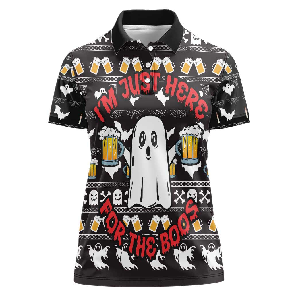 Christmas Boo Beer Women Polo Shirt I'm Just Here For The Boos - Wonder Print Shop