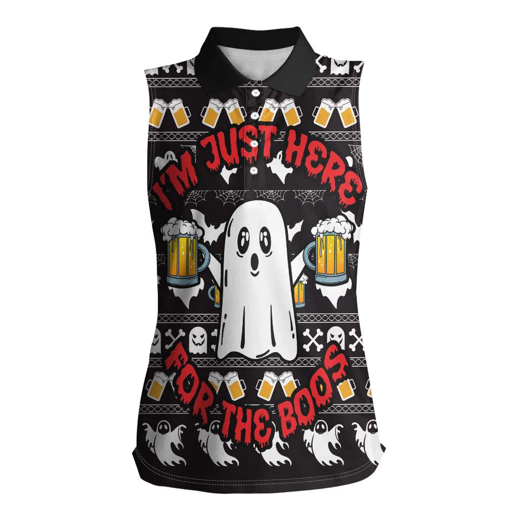 Christmas Boo Beer Women Sleeveless Polo Shirt I'm Just Here For The Boos - Wonder Print Shop