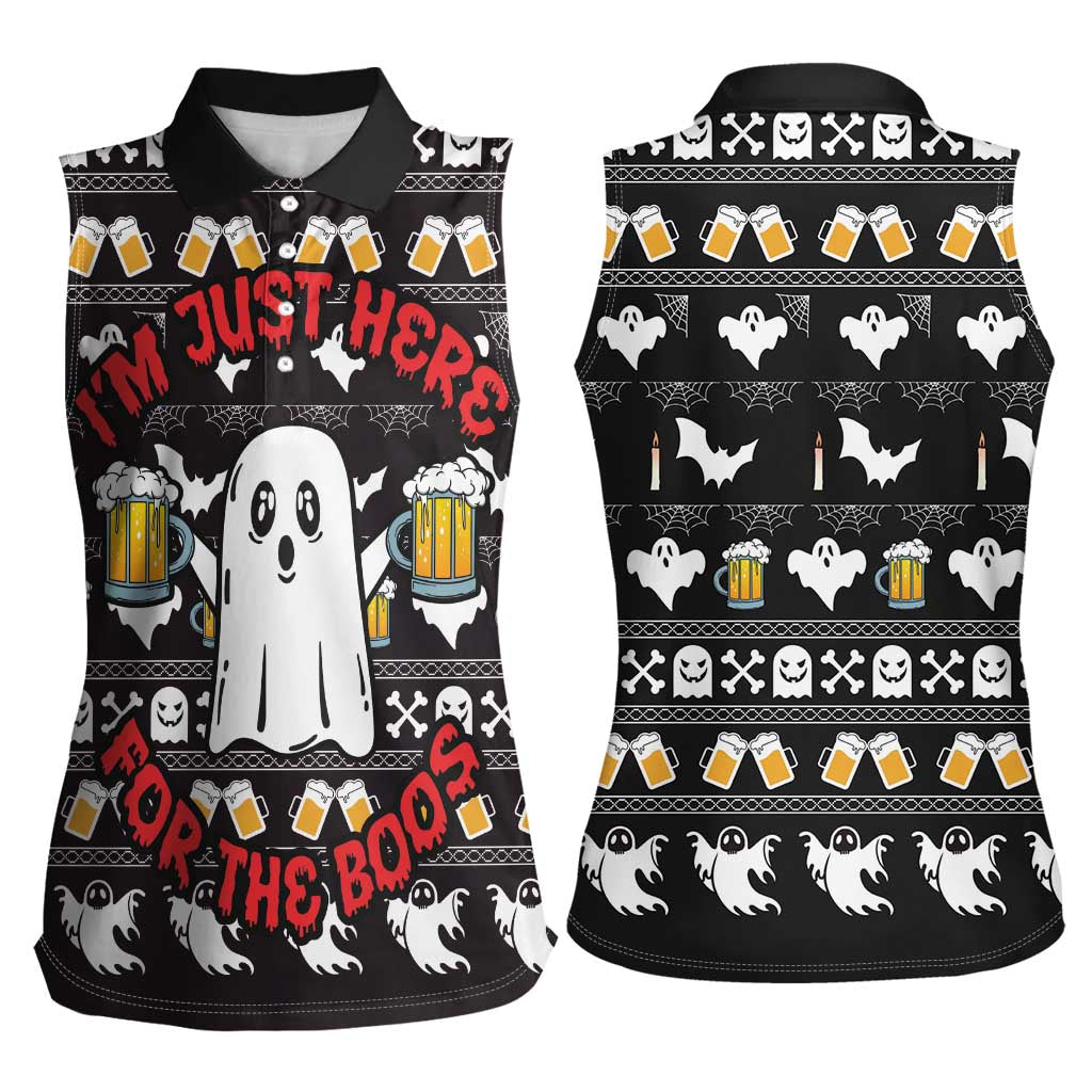 Christmas Boo Beer Women Sleeveless Polo Shirt I'm Just Here For The Boos - Wonder Print Shop