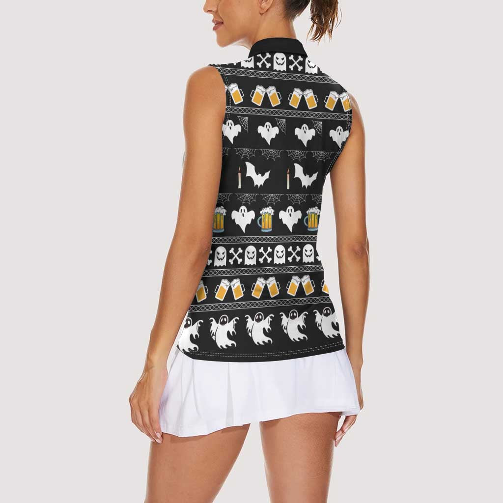 Christmas Boo Beer Women Sleeveless Polo Shirt I'm Just Here For The Boos - Wonder Print Shop