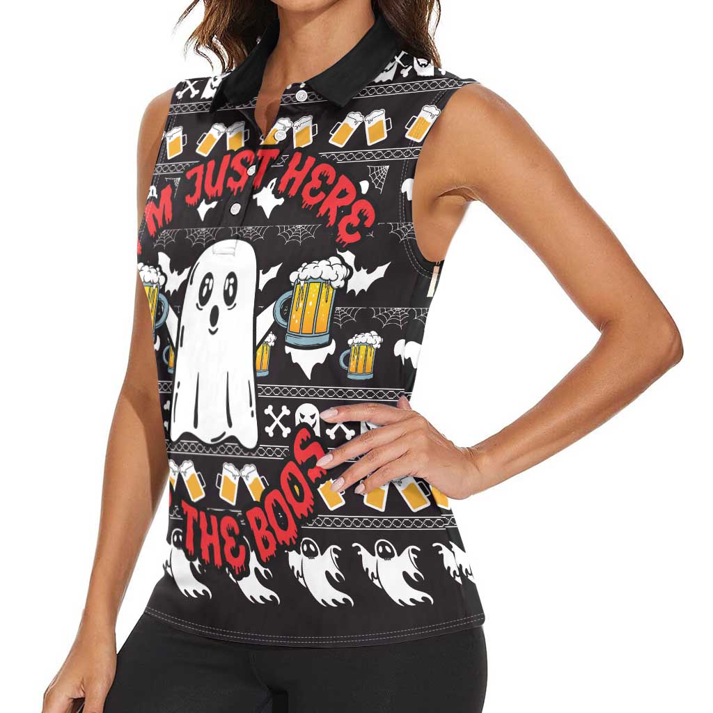 Christmas Boo Beer Women Sleeveless Polo Shirt I'm Just Here For The Boos - Wonder Print Shop