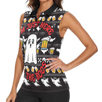 Christmas Boo Beer Women Sleeveless Polo Shirt I'm Just Here For The Boos - Wonder Print Shop