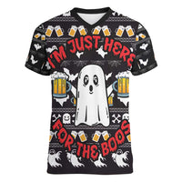 Christmas Boo Beer Women V-Neck T-Shirt I'm Just Here For The Boos - Wonder Print Shop
