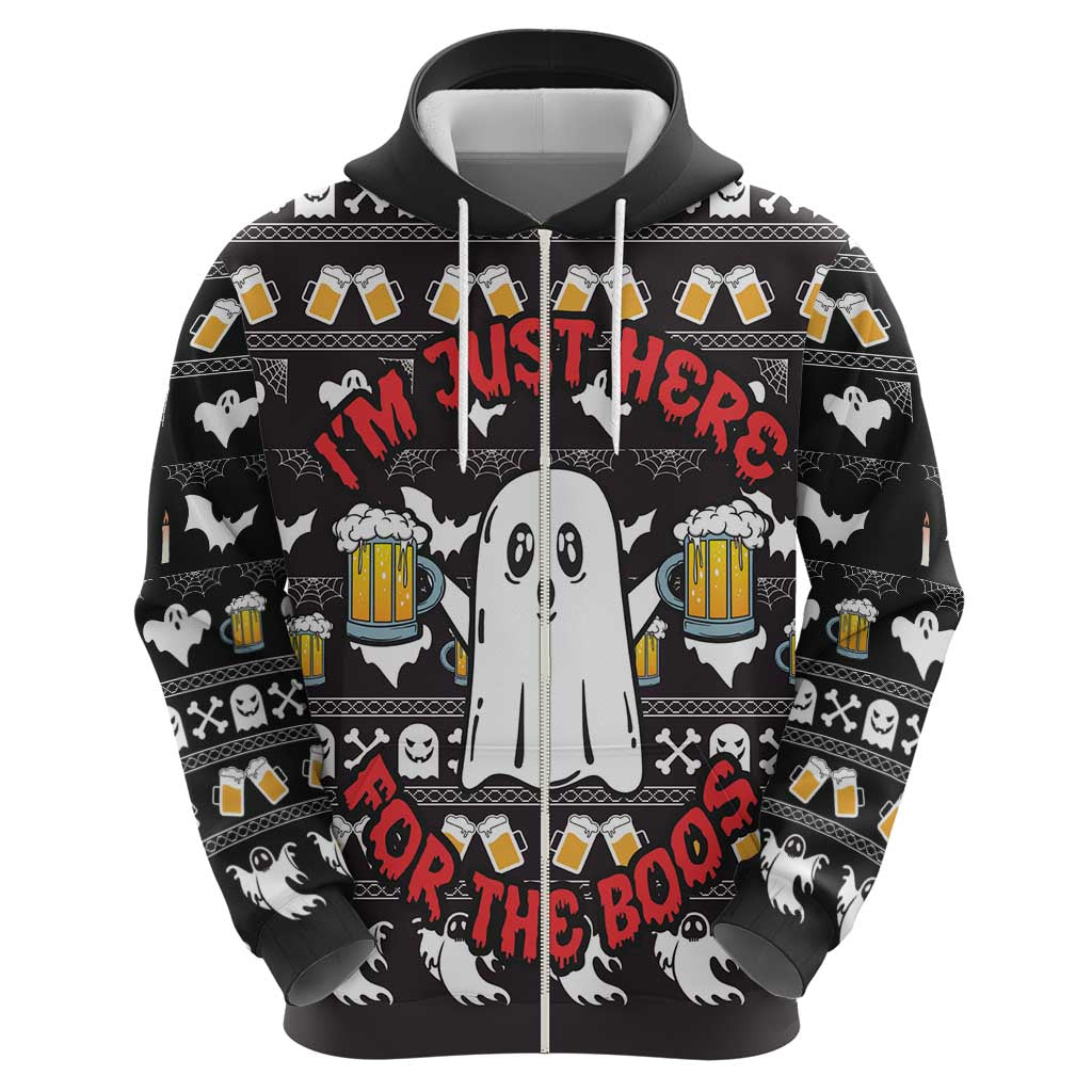 Christmas Boo Beer Zip Hoodie I'm Just Here For The Boos - Wonder Print Shop