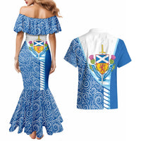 Scotland Forever Couples Matching Mermaid Dress and Hawaiian Shirt Thistle Lion Rampant
