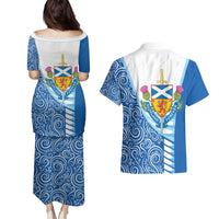 Scotland Forever Couples Matching Puletasi and Hawaiian Shirt Thistle Lion Rampant