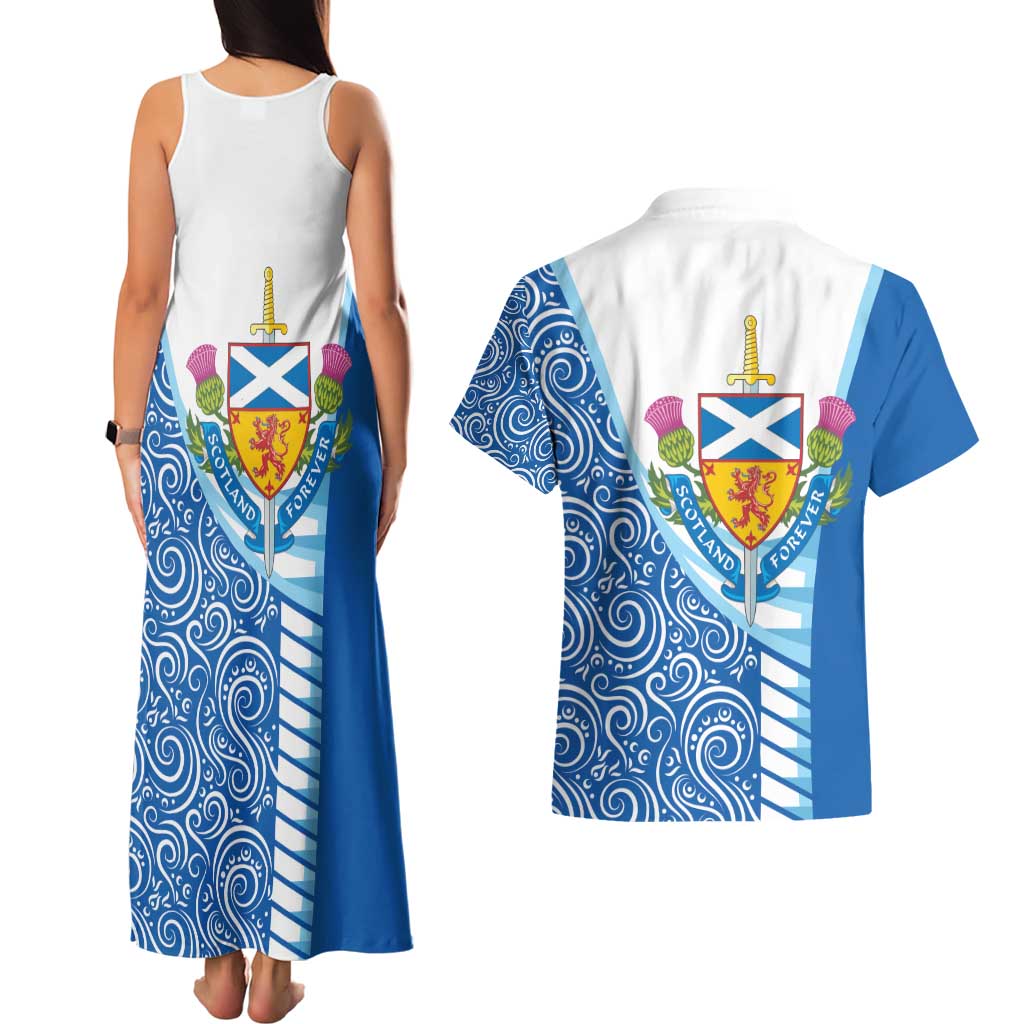Scotland Forever Couples Matching Tank Maxi Dress and Hawaiian Shirt Thistle Lion Rampant