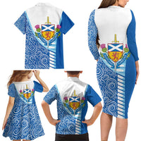 Scotland Forever Family Matching Long Sleeve Bodycon Dress and Hawaiian Shirt Thistle Lion Rampant