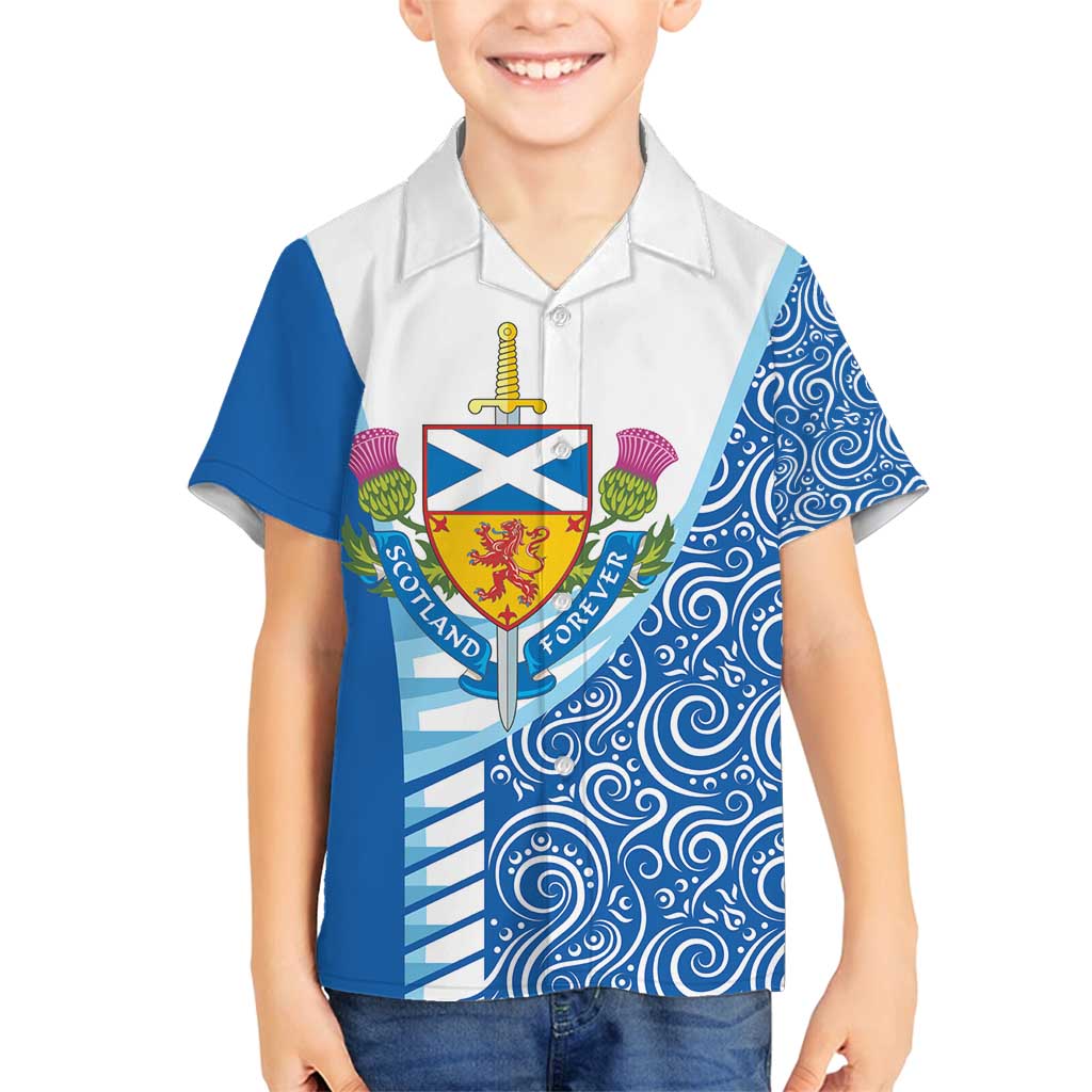 Scotland Forever Family Matching Long Sleeve Bodycon Dress and Hawaiian Shirt Thistle Lion Rampant