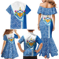 Scotland Forever Family Matching Mermaid Dress and Hawaiian Shirt Thistle Lion Rampant