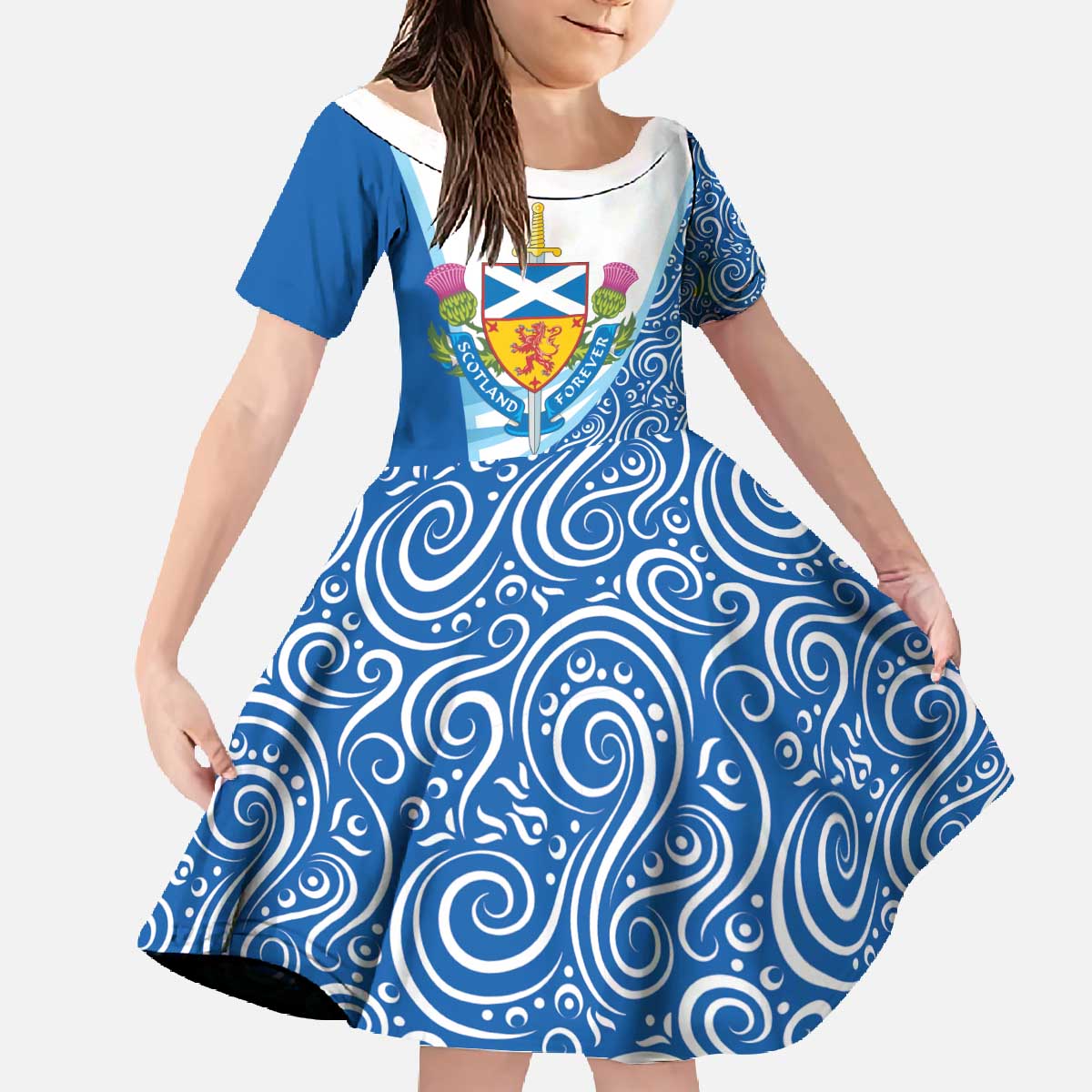 Scotland Forever Family Matching Off The Shoulder Long Sleeve Dress and Hawaiian Shirt Thistle Lion Rampant