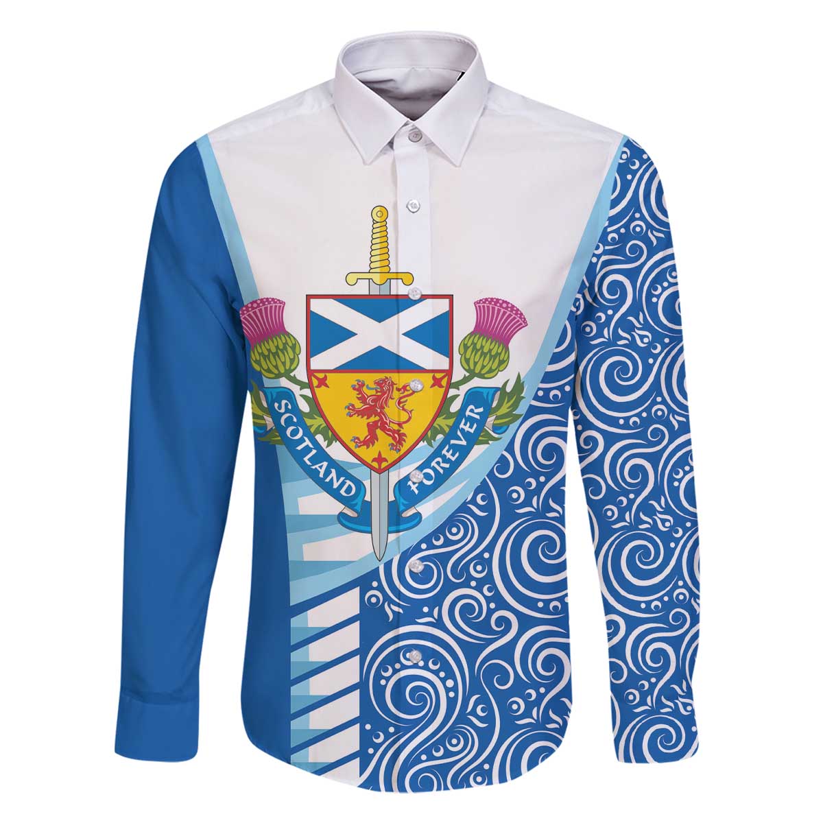 Scotland Forever Family Matching Off The Shoulder Long Sleeve Dress and Hawaiian Shirt Thistle Lion Rampant