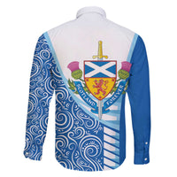 Scotland Forever Family Matching Off The Shoulder Long Sleeve Dress and Hawaiian Shirt Thistle Lion Rampant