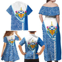 Scotland Forever Family Matching Off Shoulder Maxi Dress and Hawaiian Shirt Thistle Lion Rampant