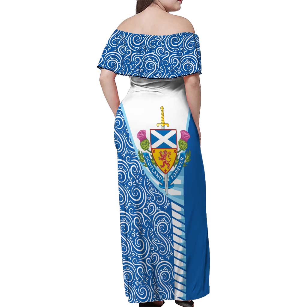 Scotland Forever Family Matching Off Shoulder Maxi Dress and Hawaiian Shirt Thistle Lion Rampant