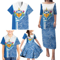 Scotland Forever Family Matching Puletasi and Hawaiian Shirt Thistle Lion Rampant
