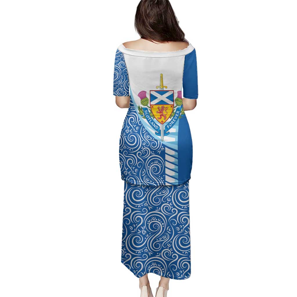 Scotland Forever Family Matching Puletasi and Hawaiian Shirt Thistle Lion Rampant