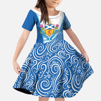 Scotland Forever Family Matching Short Sleeve Bodycon Dress and Hawaiian Shirt Thistle Lion Rampant