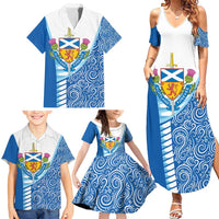 Scotland Forever Family Matching Summer Maxi Dress and Hawaiian Shirt Thistle Lion Rampant