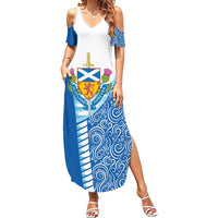 Scotland Forever Family Matching Summer Maxi Dress and Hawaiian Shirt Thistle Lion Rampant