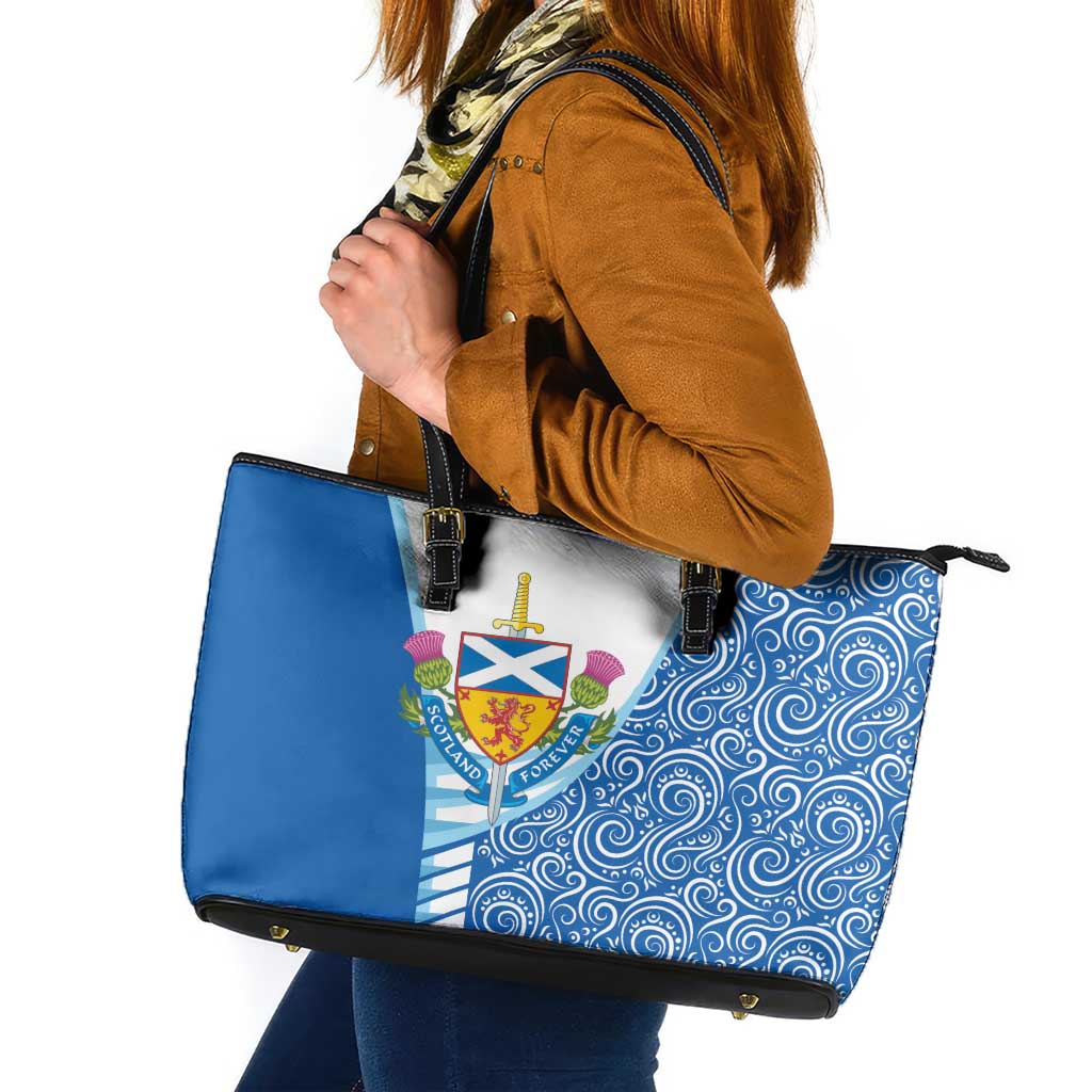 Scotland Forever Leather Tote Bag Thistle Lion Rampant
