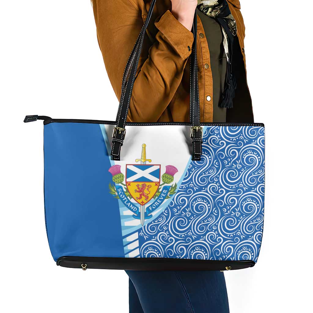Scotland Forever Leather Tote Bag Thistle Lion Rampant