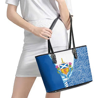 Scotland Forever Leather Tote Bag Thistle Lion Rampant