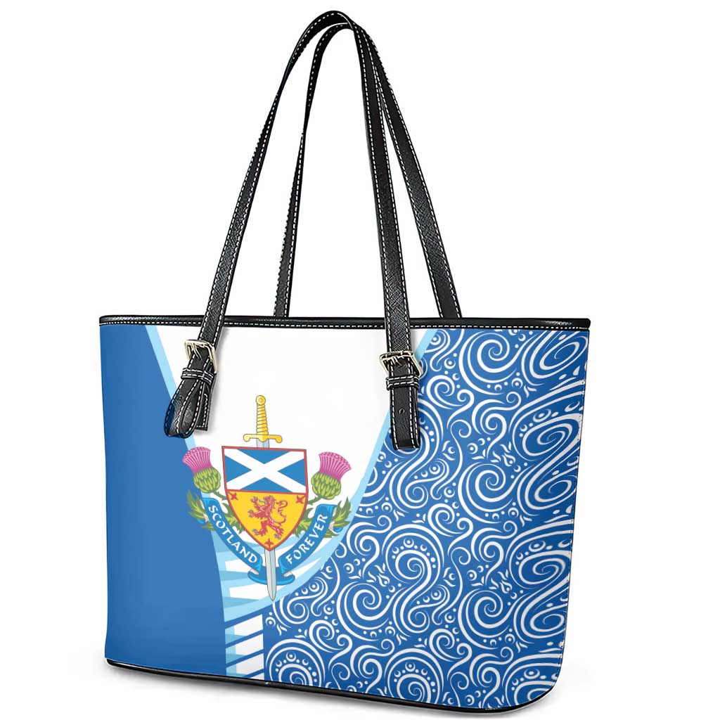 Scotland Forever Leather Tote Bag Thistle Lion Rampant