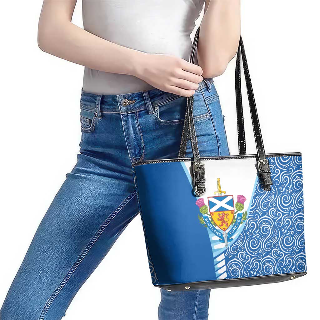 Scotland Forever Leather Tote Bag Thistle Lion Rampant